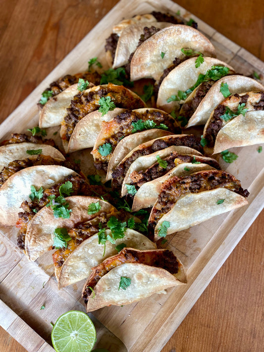 Crispy Baked Beef Tacos + Chipotle Crema & Guac