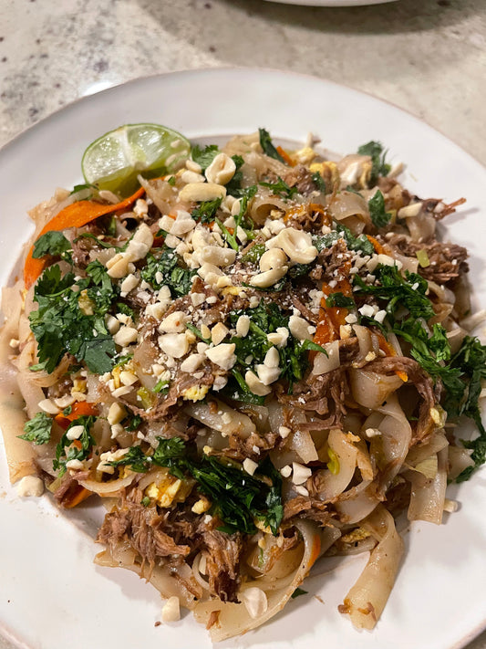 Pressure Cooker Shredded Beef Pad Thai