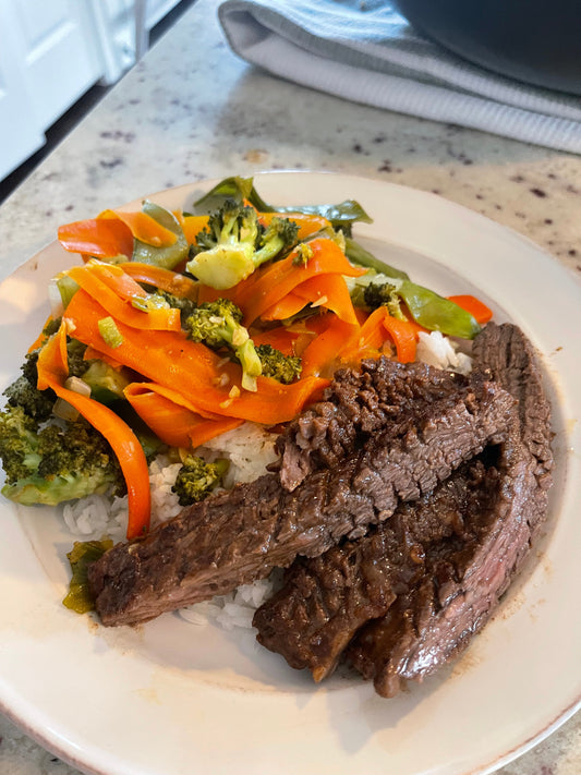 Citrus Skirt Steak & Honey-Glazed Veggie Stir Fry