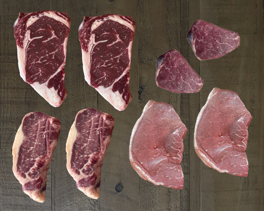 Steak Lover Box featuring a variety of grass-fed premium steak cuts.